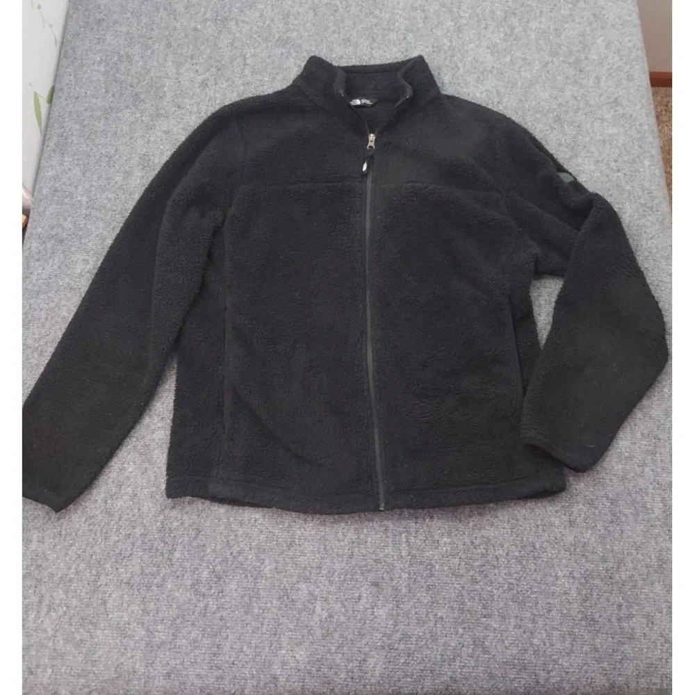 North‎ Face Fleece Jacket Mens Large Black Full Zip Mock Neck Outdoor